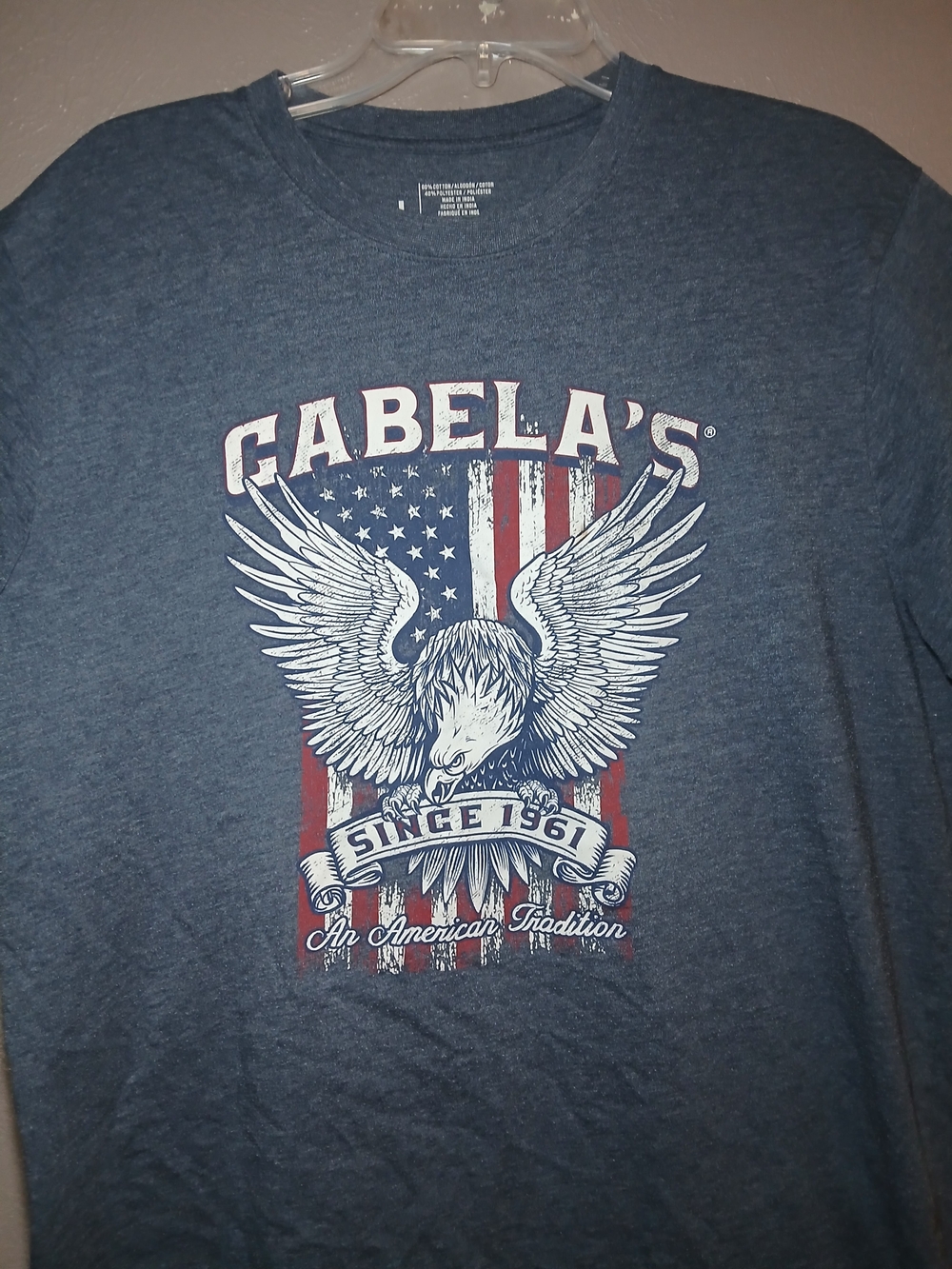 Cabela's Blue Short-Sleeve Tee with Eagle and Flag Graphic